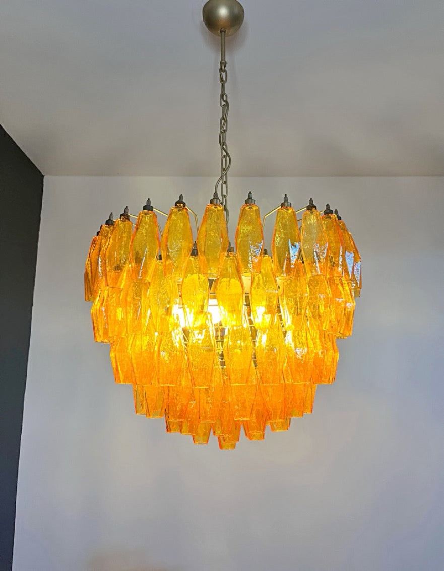 Murano Lysekrone | 111 Gule Gull Poliedriglass