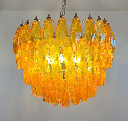 Murano Lysekrone | 111 Gule Gull Poliedriglass