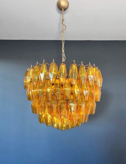 Murano Lysekrone | 111 Gule Gull Poliedriglass