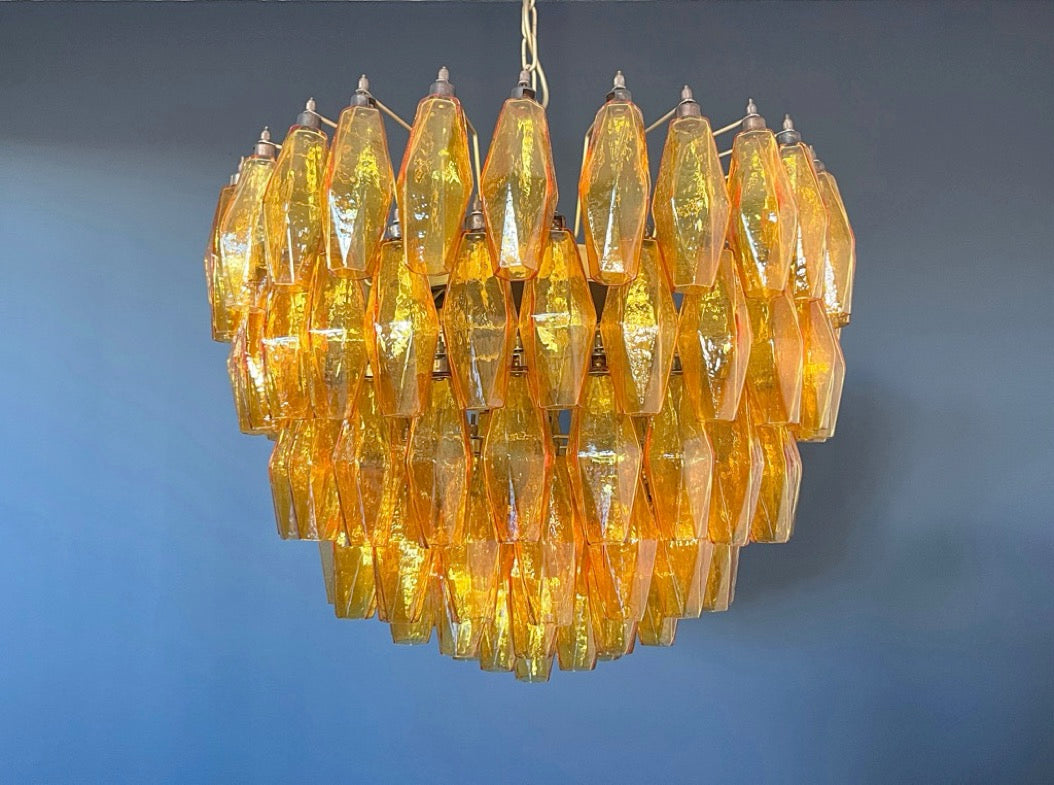 Murano Lysekrone | 111 Gule Gull Poliedriglass