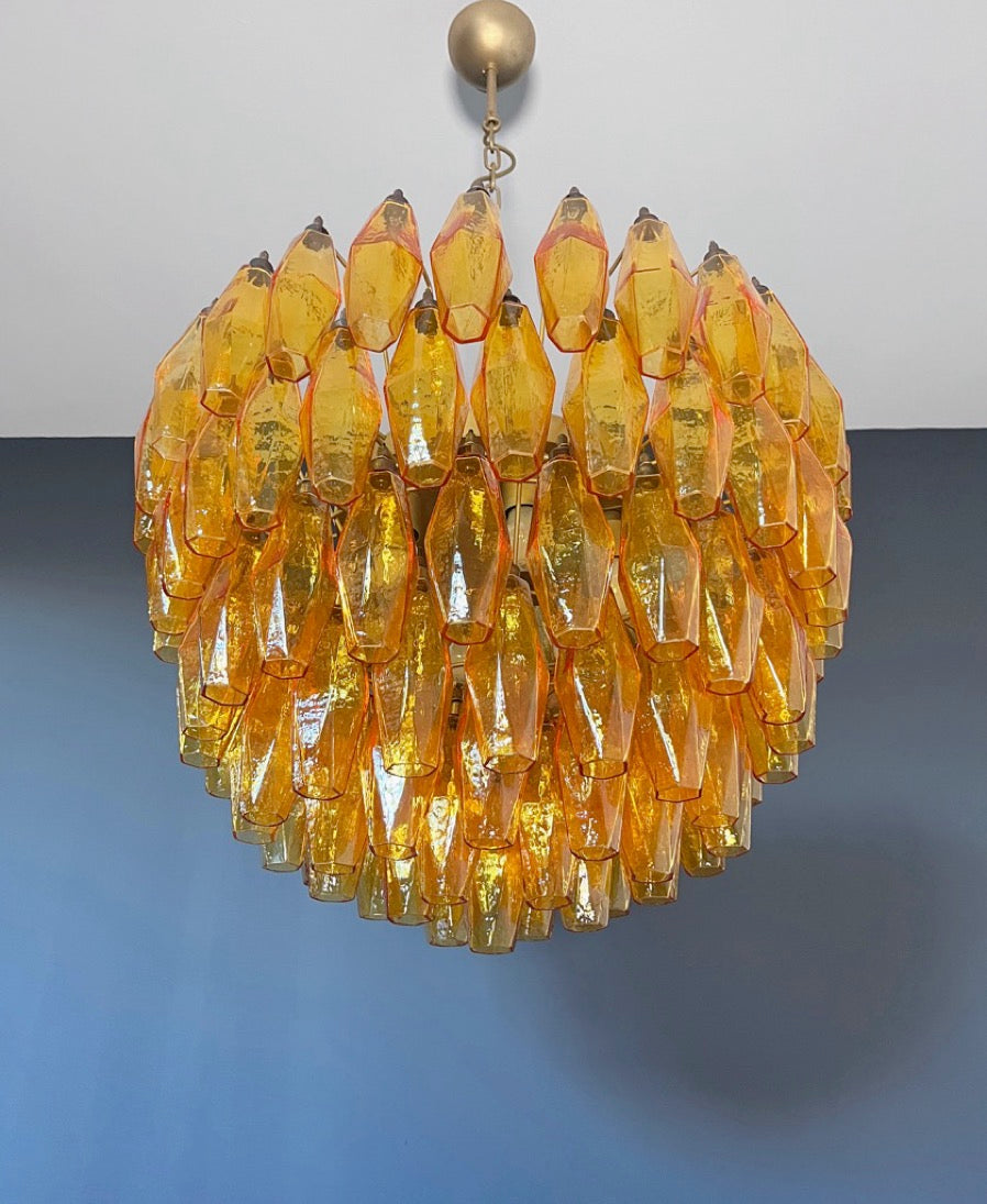 Murano Lysekrone | 111 Gule Gull Poliedriglass