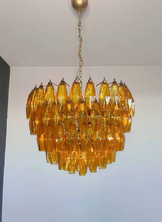 Murano Lysekrone | 111 Gule Gull Poliedriglass