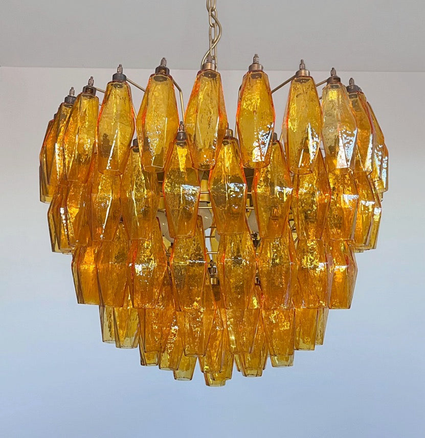 Murano Lysekrone | 111 Gule Gull Poliedriglass