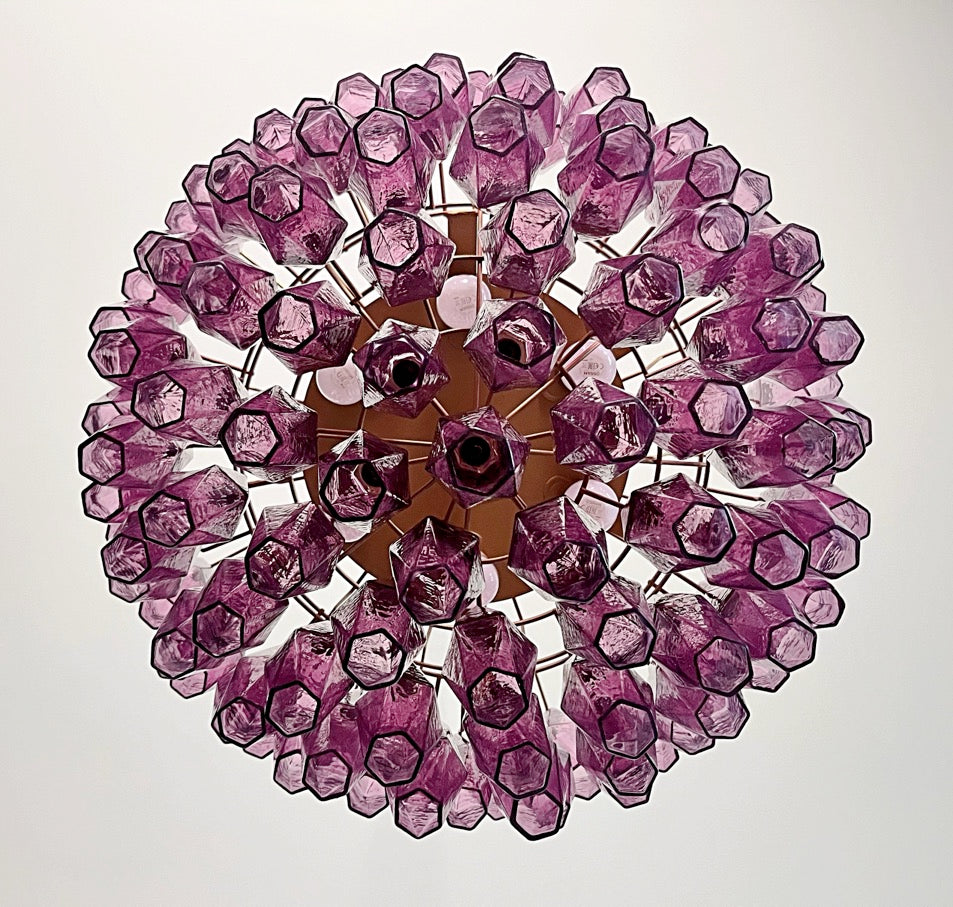 Murano Lysekrone – 84 Lilla Poliedriglass – detalj 1 – Murano Classics