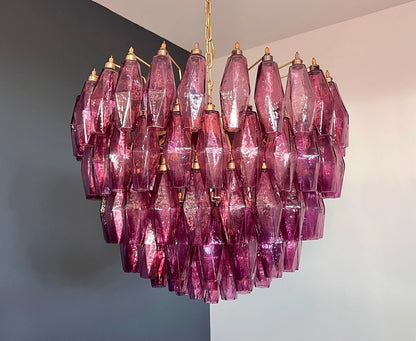 Murano Lysekrone | Gull Ametystfargede Poliedriglass