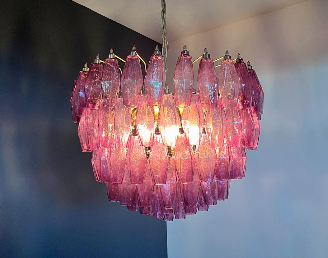 Murano Lysekrone | Gull Ametystfargede Poliedriglass
