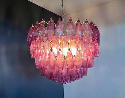 Murano Lysekrone | Gull Ametystfargede Poliedriglass