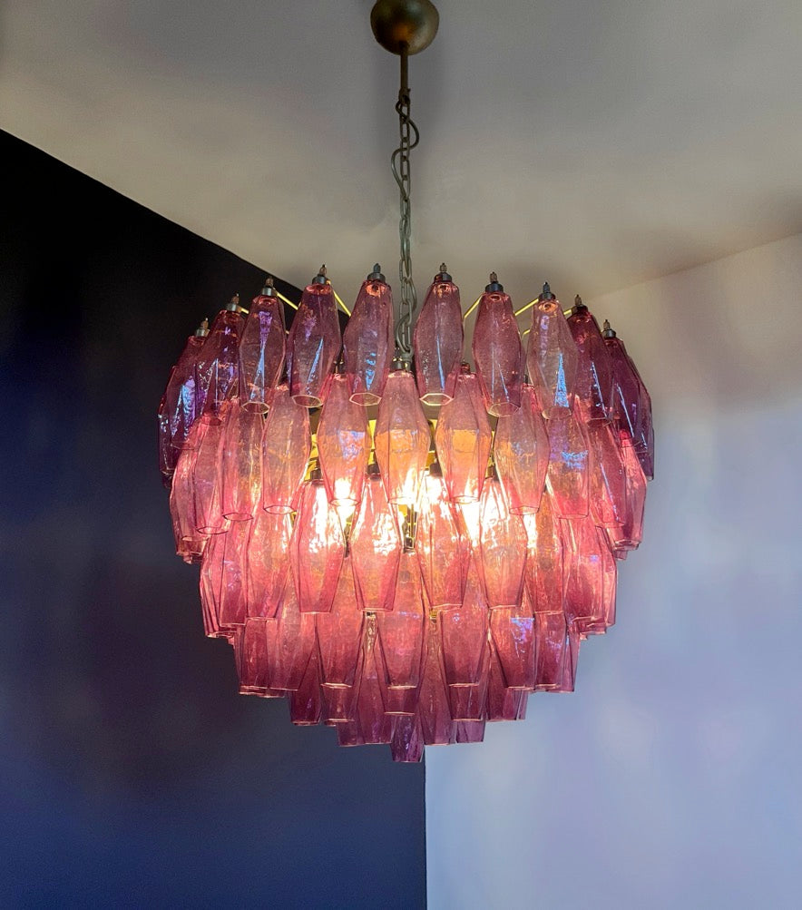 Murano Lysekrone | Gull Ametystfargede Poliedriglass