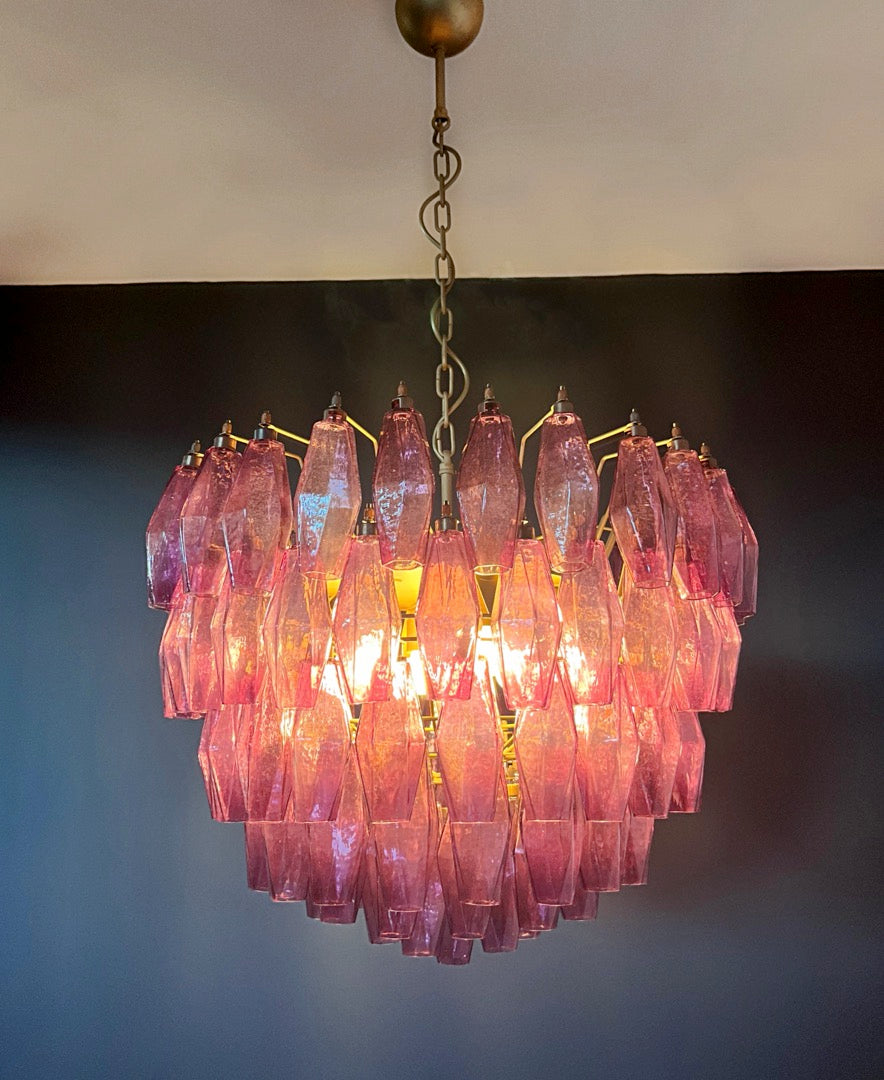 Murano Lysekrone | Gull Ametystfargede Poliedriglass