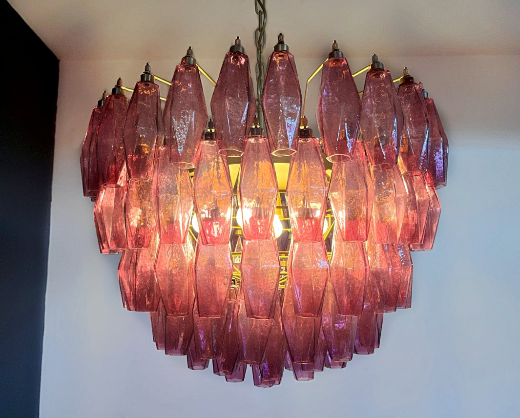 Murano Lysekrone | Gull Ametystfargede Poliedriglass