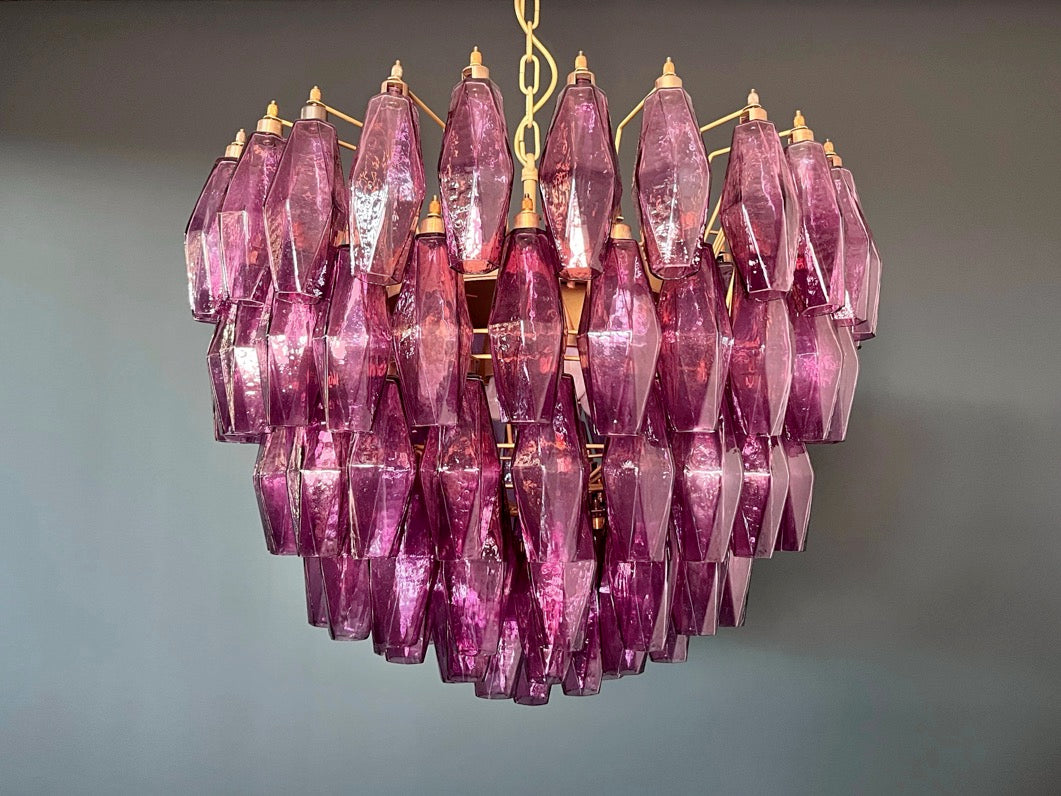 Murano Lysekrone | Gull Ametystfargede Poliedriglass