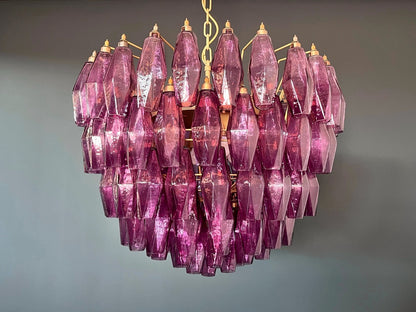 Murano Lysekrone | Gull Ametystfargede Poliedriglass