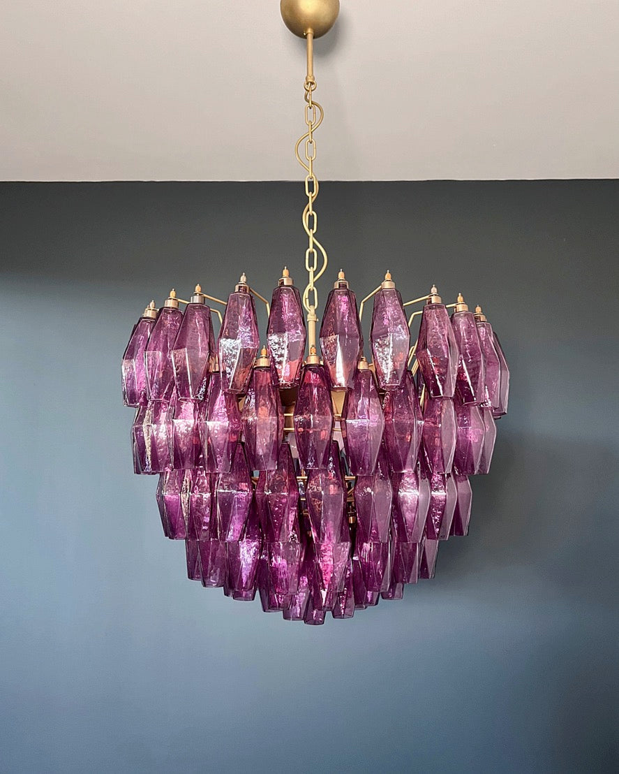 Murano Lysekrone | Gull Ametystfargede Poliedriglass