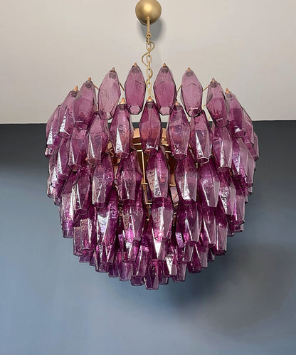 Murano Lysekrone | Gull Ametystfargede Poliedriglass