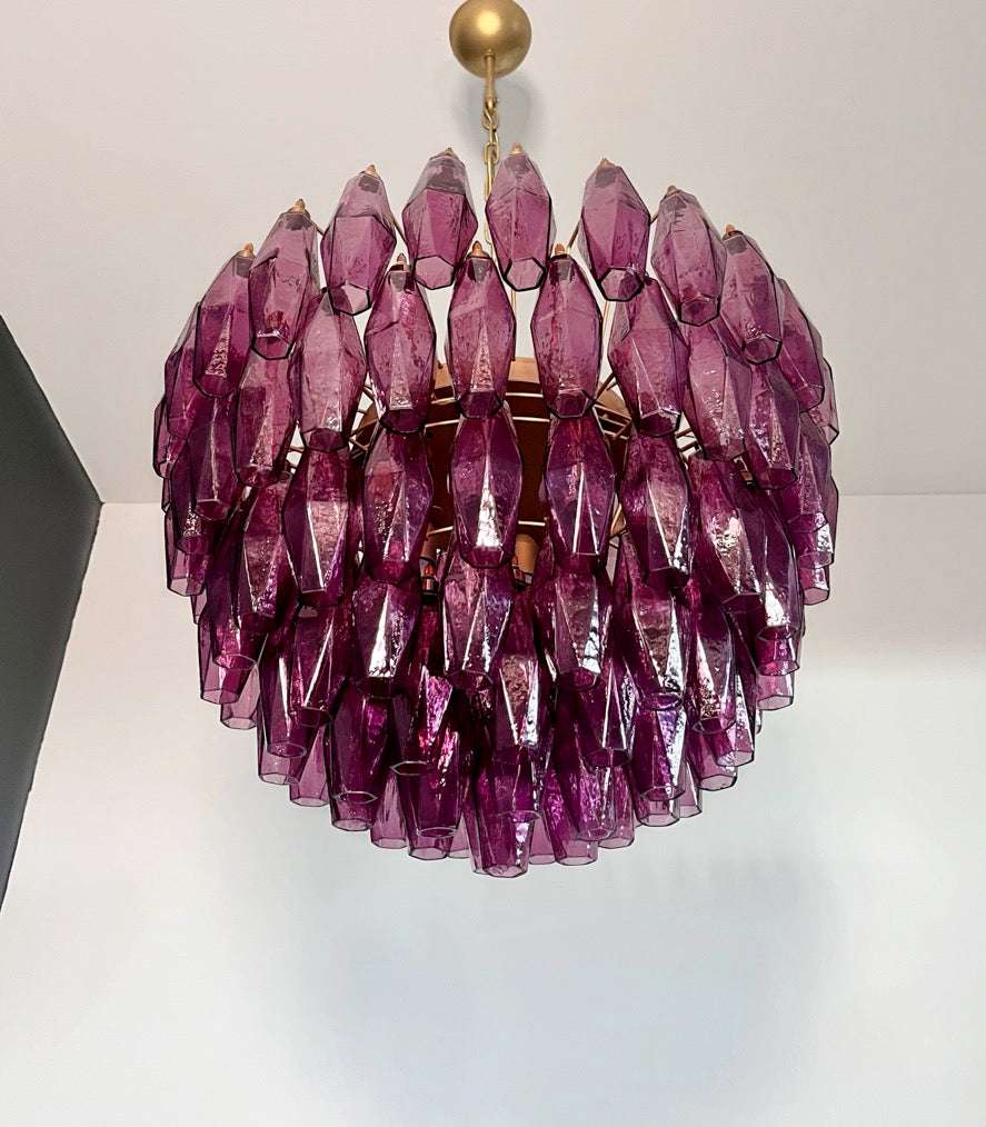 Murano Lysekrone | Gull Ametystfargede Poliedriglass