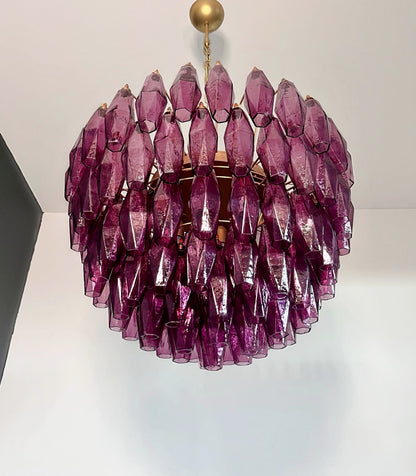 Murano Lysekrone | Gull Ametystfargede Poliedriglass