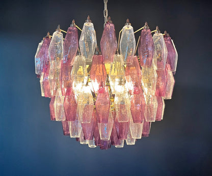 Murano Lysekrone | 111 Klare Gull Ametystfargede Poliedriglass