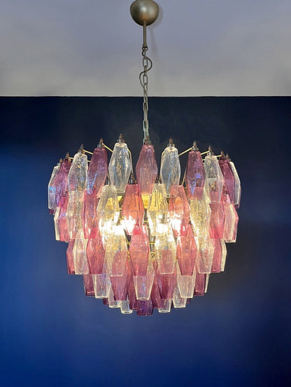 Murano Lysekrone | 111 Klare Gull Ametystfargede Poliedriglass