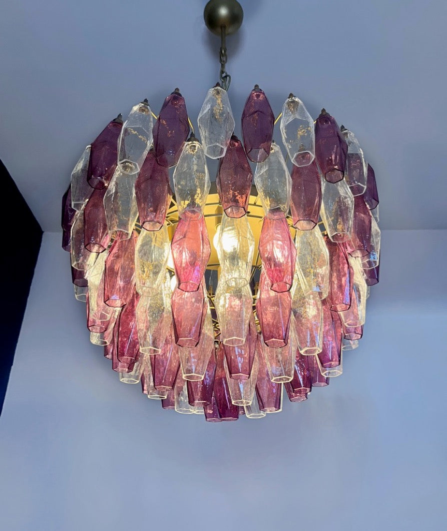 Murano Lysekrone – 111 Klare Lilla Poliedriglass – detalj 3 – Murano Classics