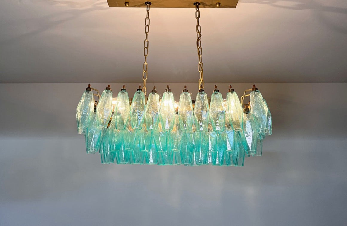 Murano Lysekrone – 84 Turkise Poliedriglass – detalj 7 – Murano Classics