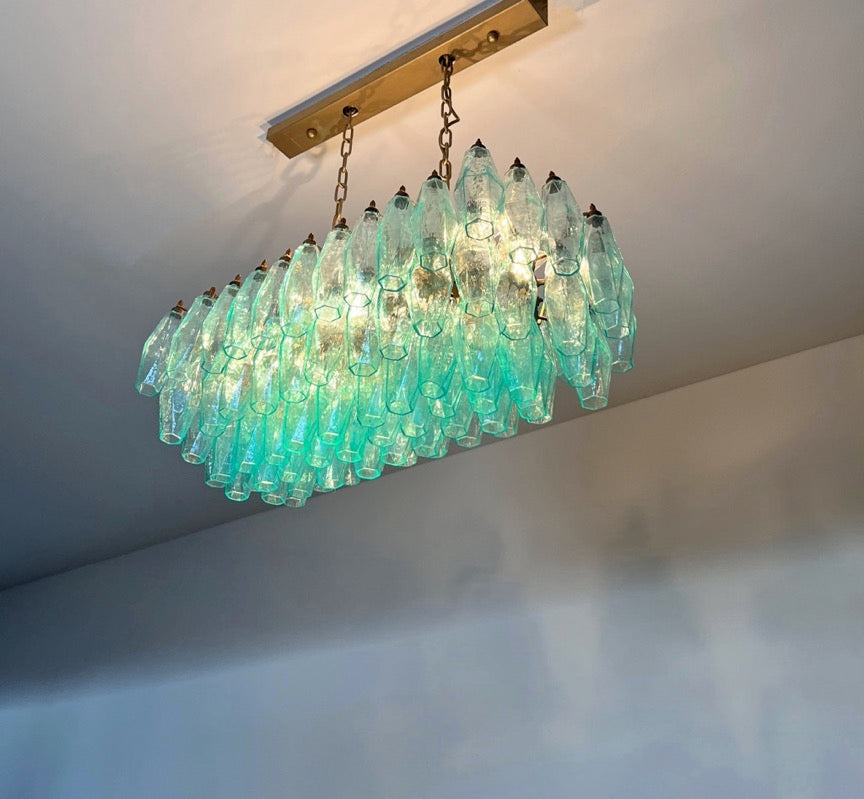Murano Lysekrone – 84 Turkise Poliedriglass – detalj 6 – Murano Classics