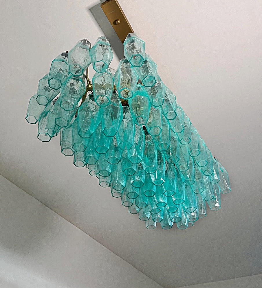 Murano Lysekrone – 84 Turkise Poliedriglass – detalj 11 – Murano Classics