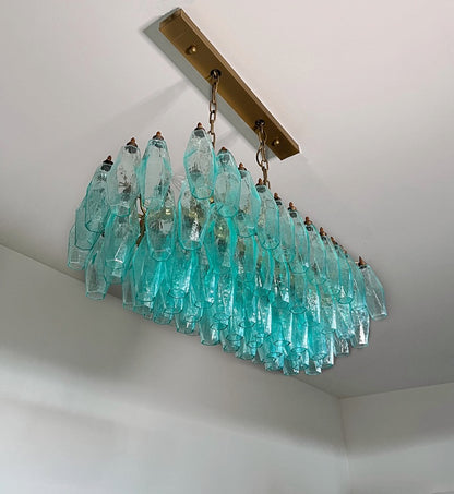 Murano Lysekrone | 84 Gull Turkise Poliedriglass