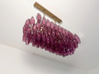 Murano Lysekrone | Gull Ametystfargede Poliedriglass