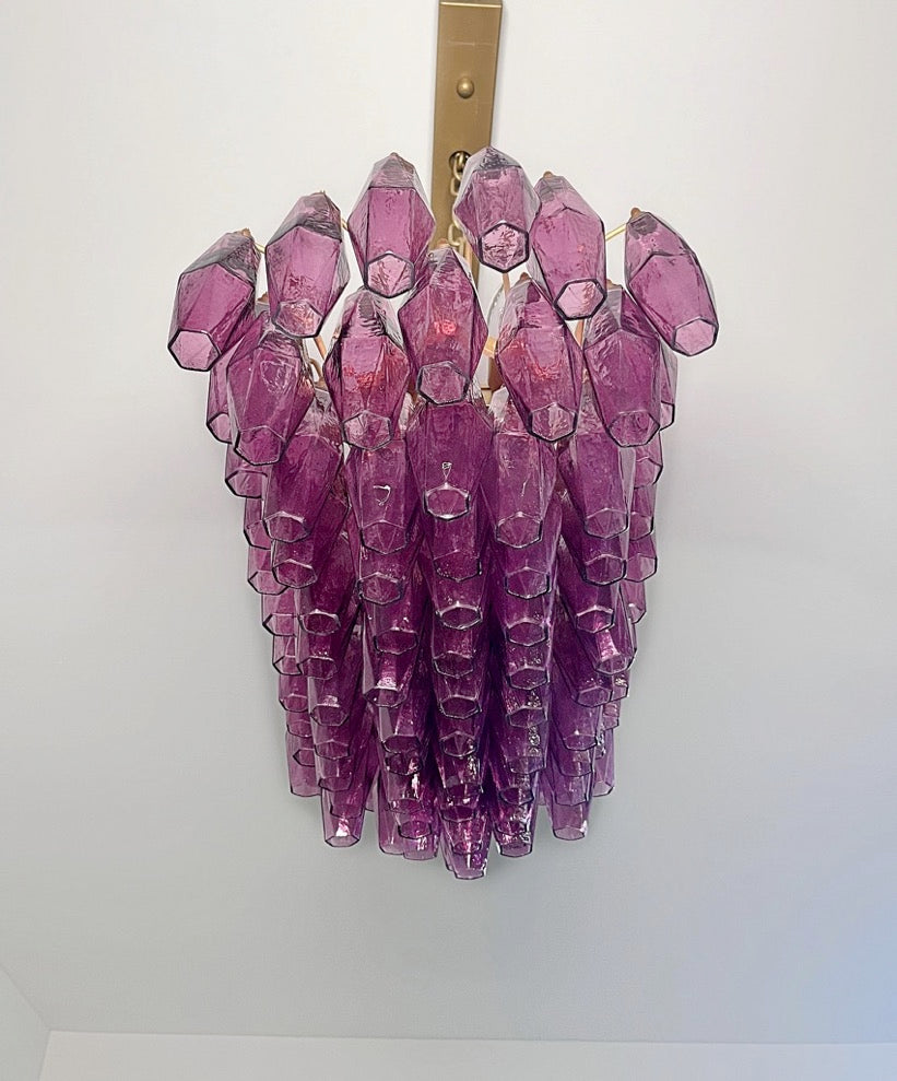 Murano Lysekrone | Gull Ametystfargede Poliedriglass