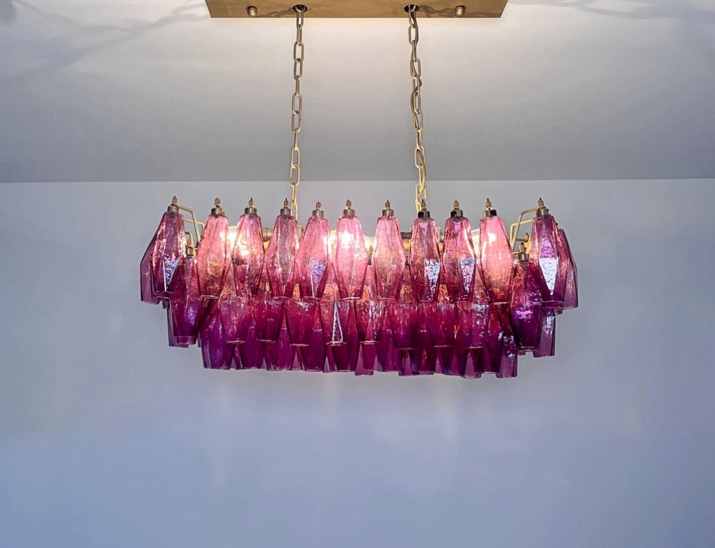 Murano Lysekrone | Gull Ametystfargede Poliedriglass