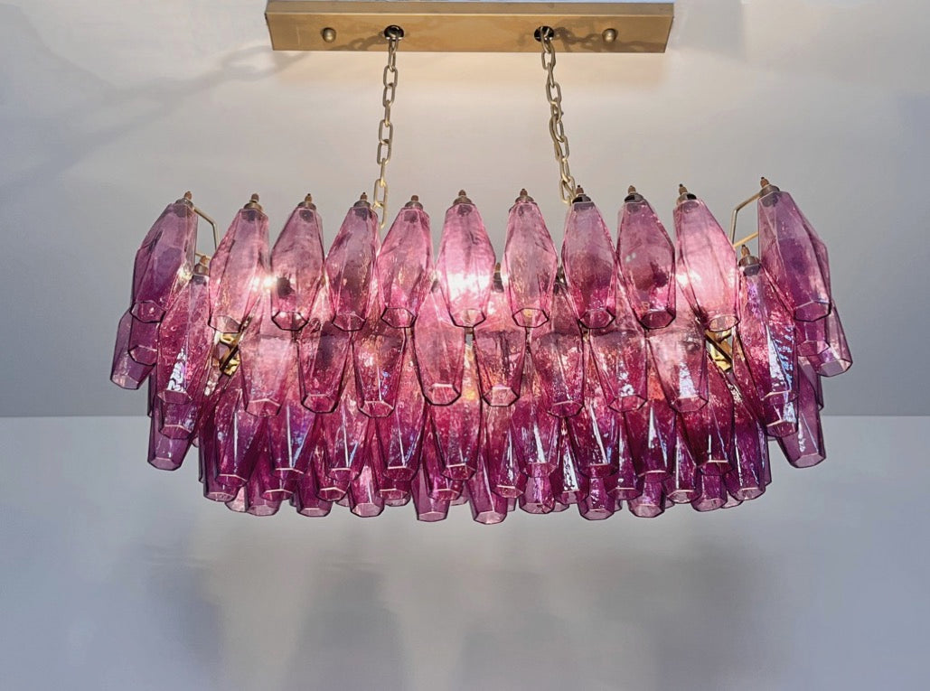 Murano Lysekrone | Gull Ametystfargede Poliedriglass