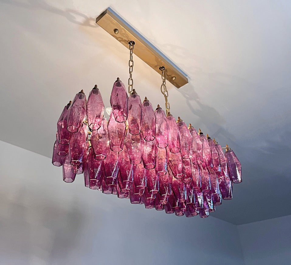 Murano Lysekrone | Gull Ametystfargede Poliedriglass