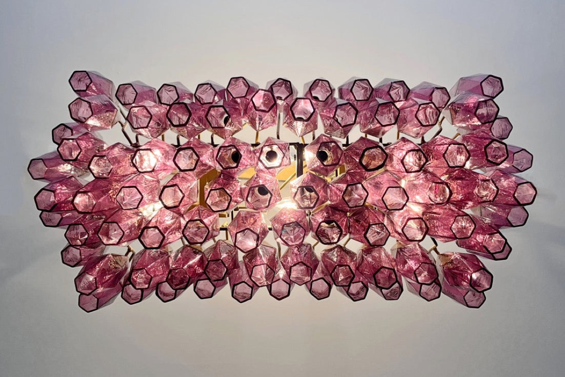 Murano Lysekrone | Gull Ametystfargede Poliedriglass