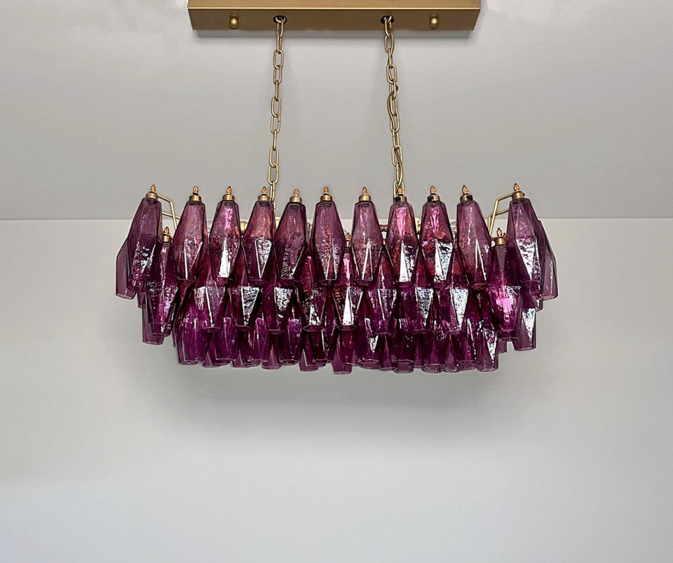 Murano Lysekrone – 84 Lilla Poliedriglass – Murano Classics