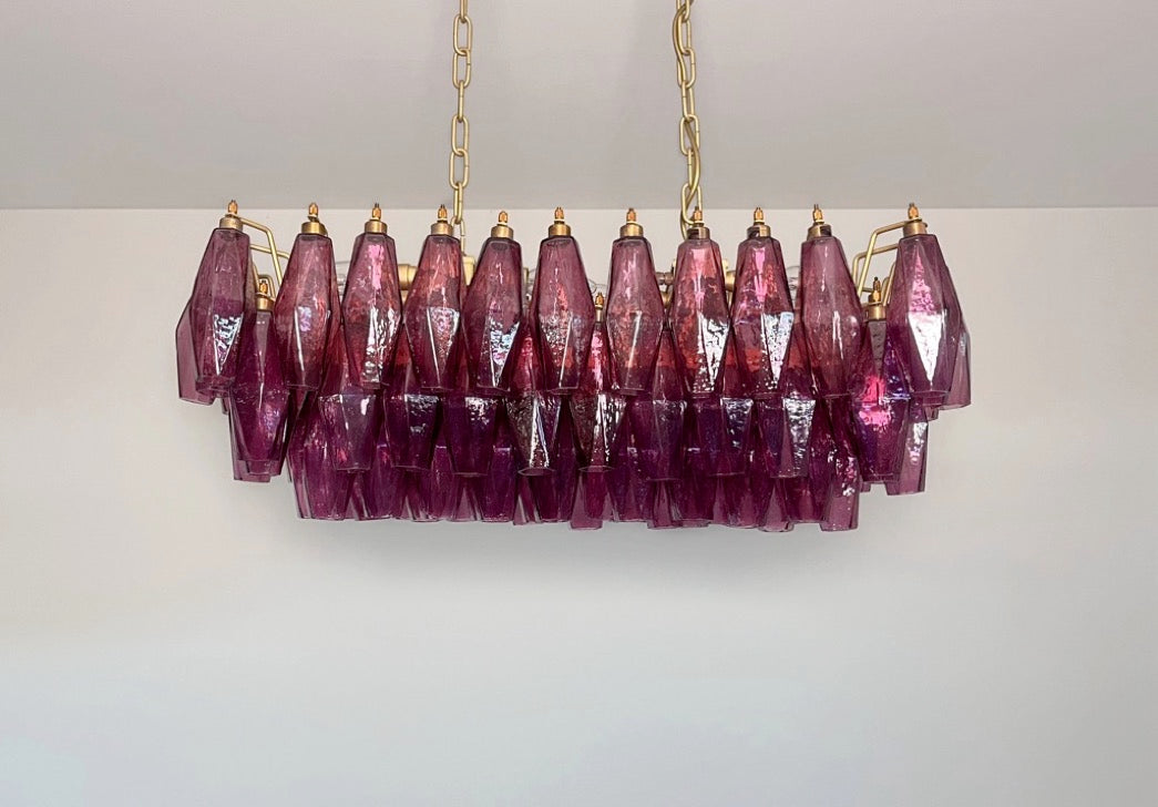 Murano Lysekrone | Gull Ametystfargede Poliedriglass
