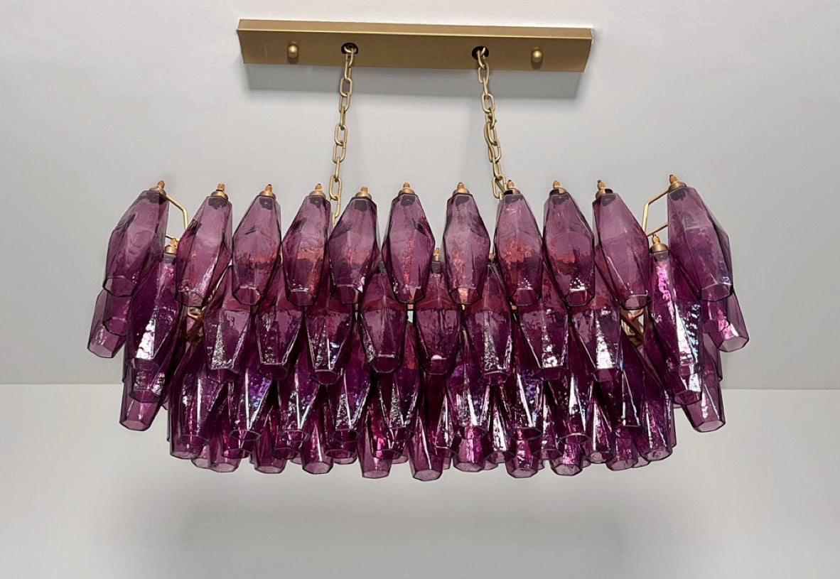 Murano Lysekrone | Gull Ametystfargede Poliedriglass