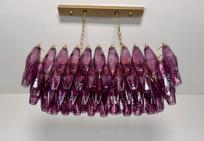 Murano Lysekrone | Gull Ametystfargede Poliedriglass