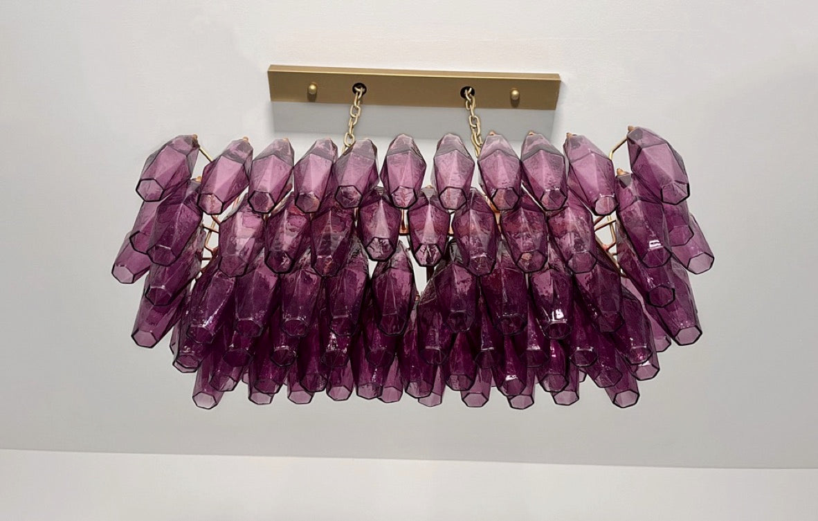Murano Lysekrone | Gull Ametystfargede Poliedriglass