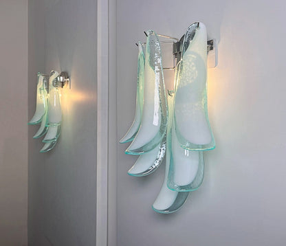 Murano Vegglampe | Turkise Lattimo Konglebladglass | 1 par