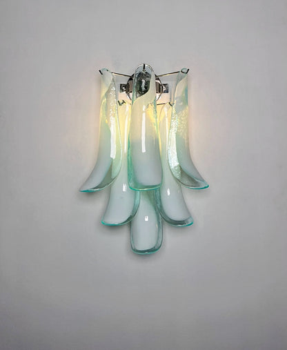 Murano Vegglampe | Turkise Lattimo Konglebladglass | 1 par