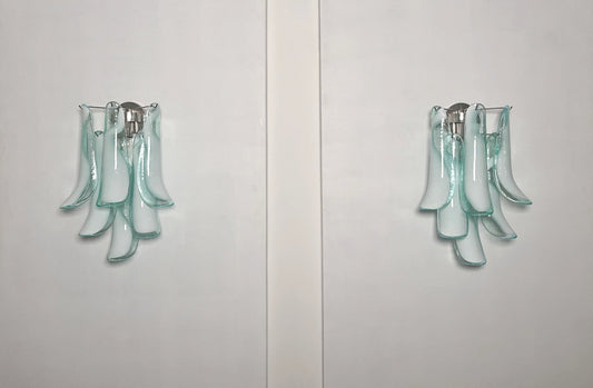 Murano Vegglampe | Turkise Lattimo Konglebladglass | 1 par