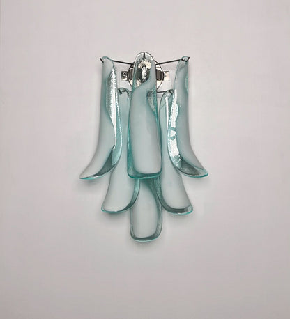 Murano Vegglampe | Turkise Lattimo Konglebladglass | 1 par