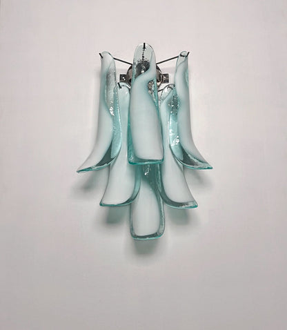 Murano Vegglampe | Turkise Lattimo Konglebladglass | 1 par