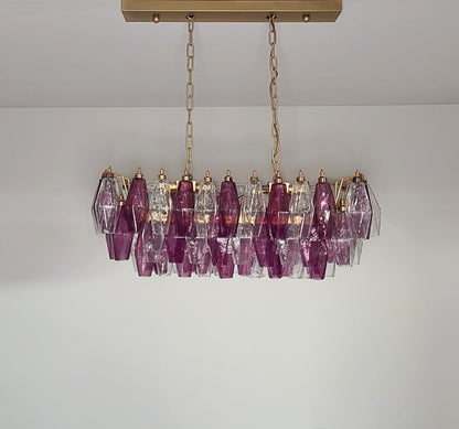 Murano Lysekrone | Klare Gull Ametystfargede Poliedriglass