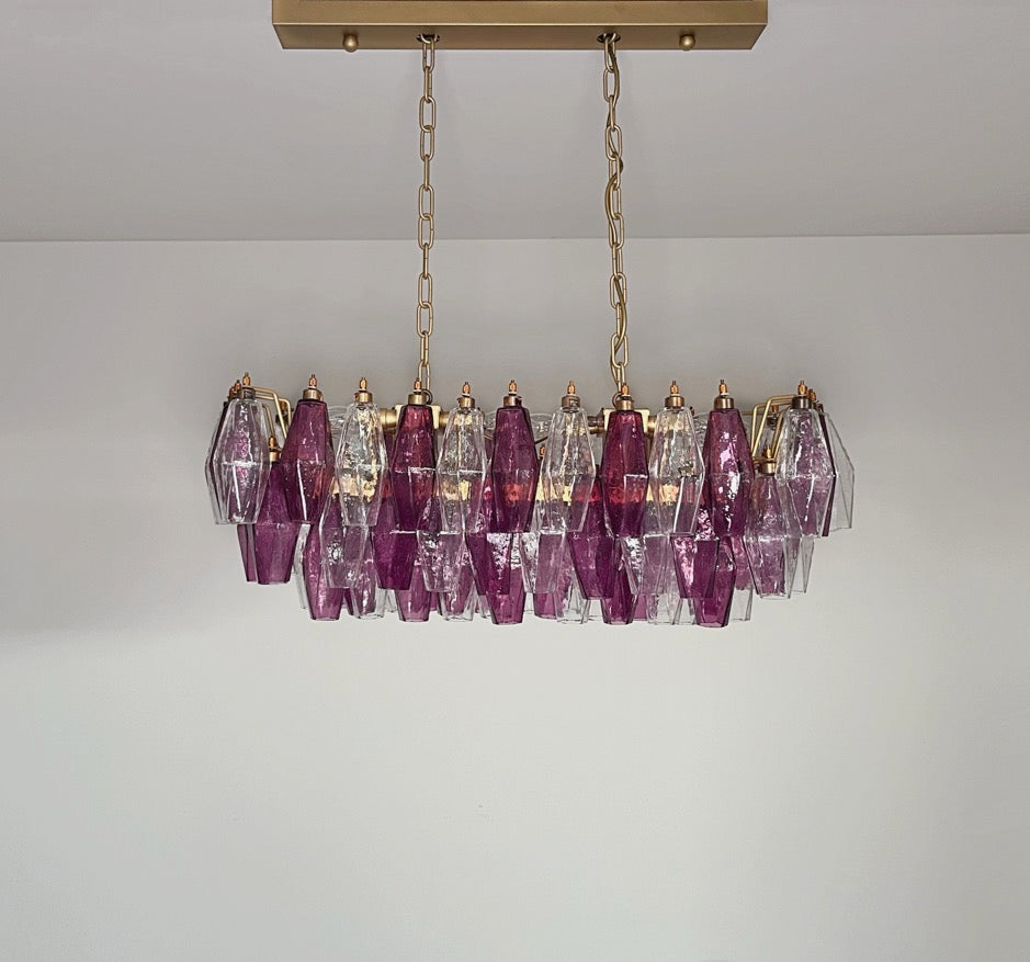 Murano Lysekrone – 84 Klare Lilla Poliedriglass – detalj 10 – Murano Classics