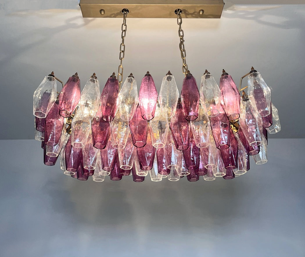 Murano Lysekrone – 84 Klare Lilla Poliedriglass – detalj 7 – Murano Classics