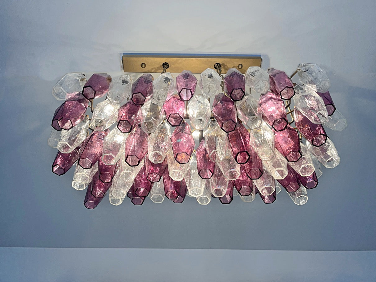 Murano Lysekrone | Klare Gull Ametystfargede Poliedriglass