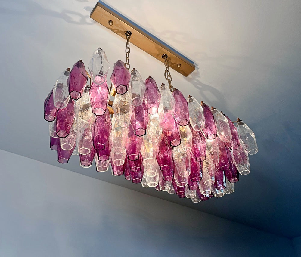 Murano Lysekrone – 84 Klare Lilla Poliedriglass – detalj 6 – Murano Classics