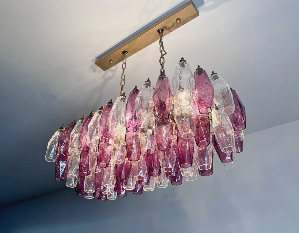 Murano Lysekrone – 84 Klare Lilla Poliedriglass – detalj 3 – Murano Classics
