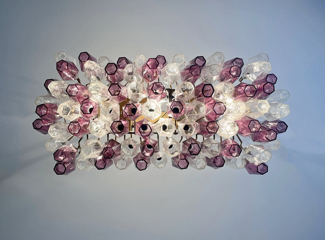 Murano Lysekrone – 84 Klare Lilla Poliedriglass – detalj 1 – Murano Classics